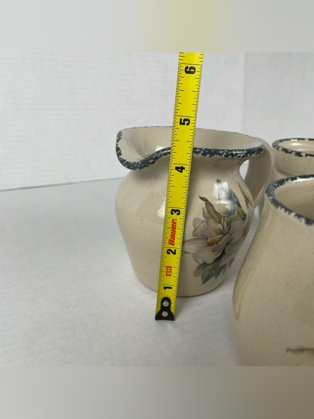 Vintage Home & Garden Party Stoneware Magnolia 4pc Set Cups Cream Sugar Canister - Picture 12 of 16